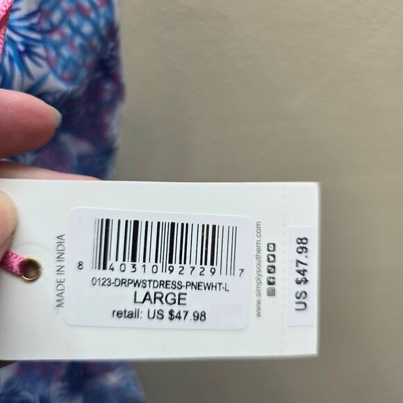 Simply Southern NWT Pineapple Print Ruffle Sleeves Tiered Dress Size Large - Picture 6 of 7